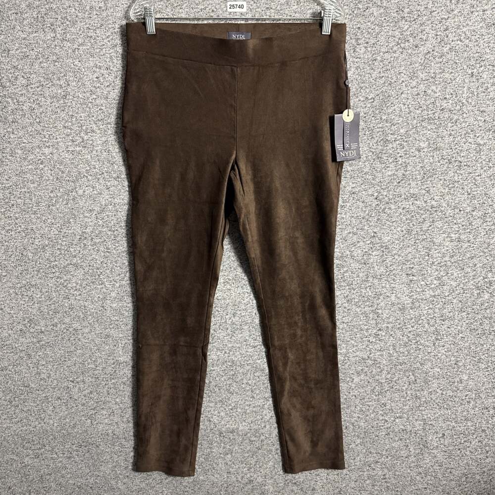 NWT NYDJ Women's 10 Dark Chocolate Suede Basic Pull On Soft Stretchy Leggings